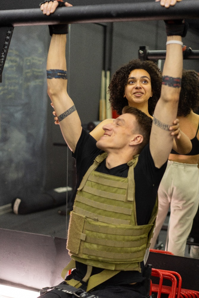 A disabled man doing a workout