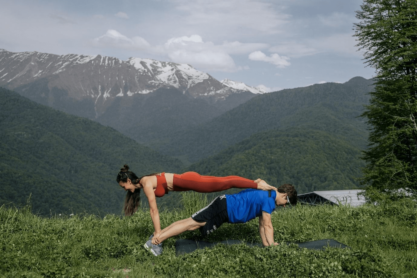 Couple in workout gear